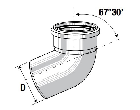 Отвод для внутренней канализации D 40 Valrom 67°30' 2