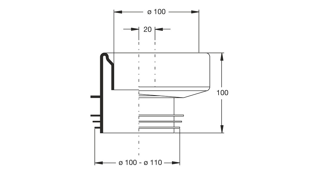Прокладка підключення унітазу ексцентрична D 100/110 мм  2
