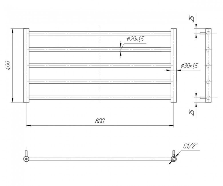 Рушникосушка Класік Сіті 400х830/800 1