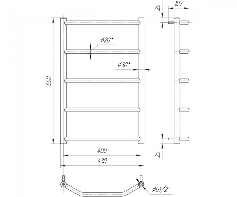Полотенцесушитель Трапеция HP 650х430/400 2