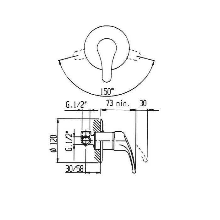 Смеситель RIK скрытого монтажа для душа 2