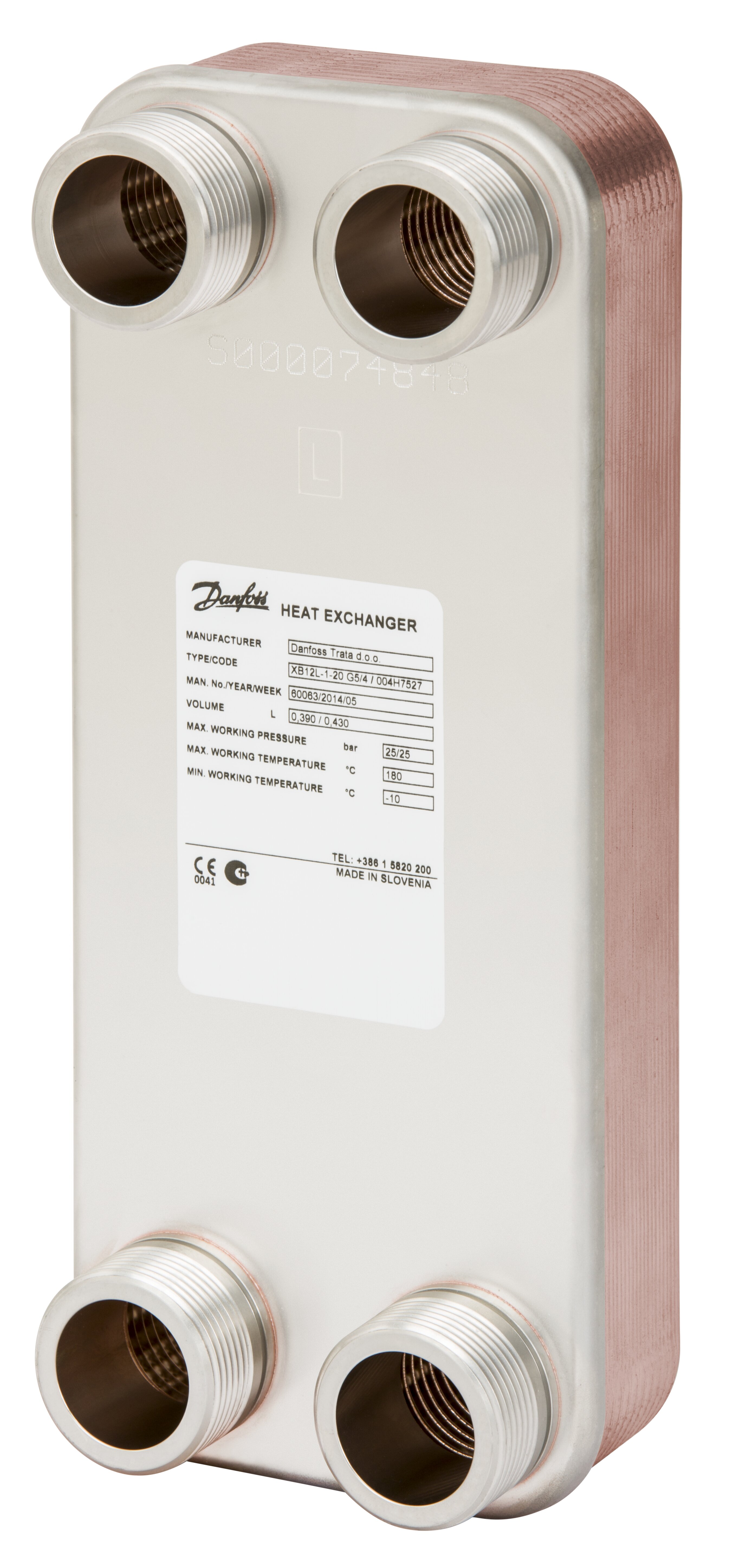 Теплообмінник Danfoss XB12L-1 мідь 110 пластин  25 бар G 1¼ 1