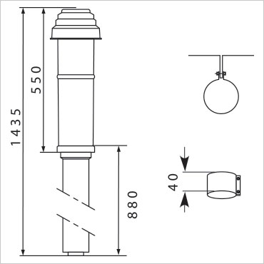 Вертикальний прохід через дах 80/125 РР  чорний  1