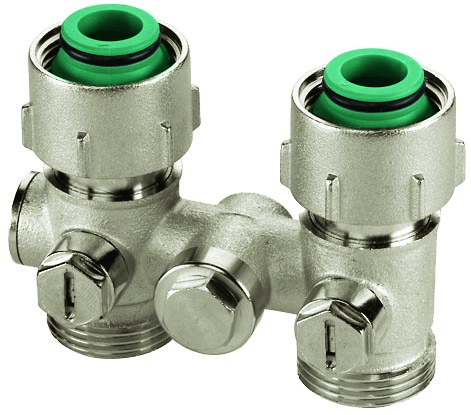 Узел нижнего подключения Simplex тип E2 / 50 угловой с байпасом 3/4 