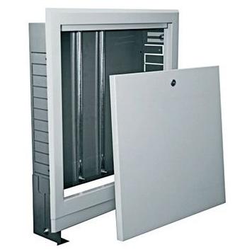 Шкаф коллекторный встраиваемый KAN SWPSE с эмалированной рамкой 45° 560-660х450х110-165 мм 1