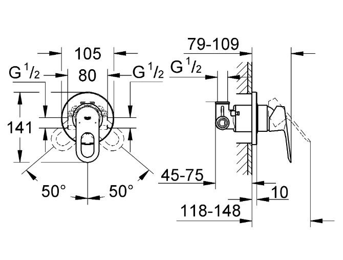 Змішувач Grohe BauLoop New прихованого монтажу для душу  4 Змішувач Grohe BauLoop New прихованого монтажу для душу  4