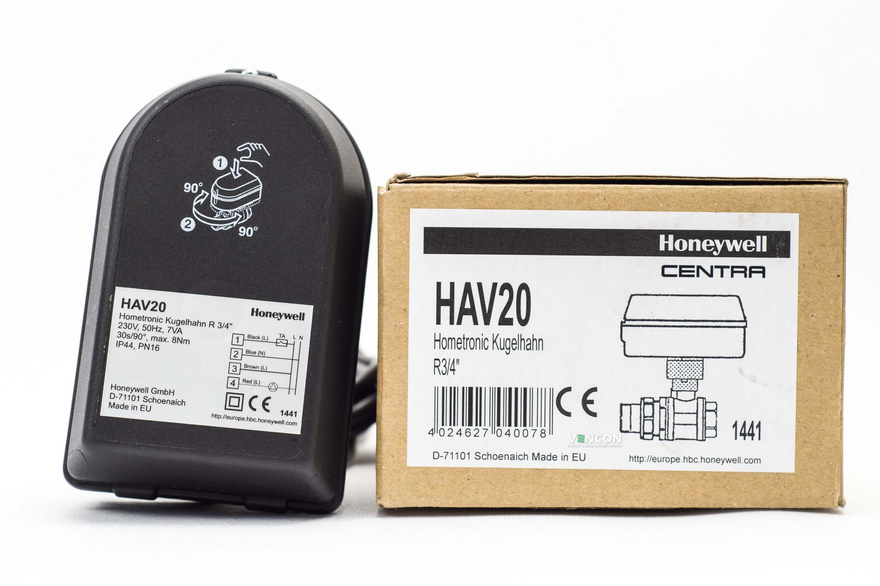 Шаровый кран с электрическим приводом Honeywell SPDT ДУ20 HAV20 2