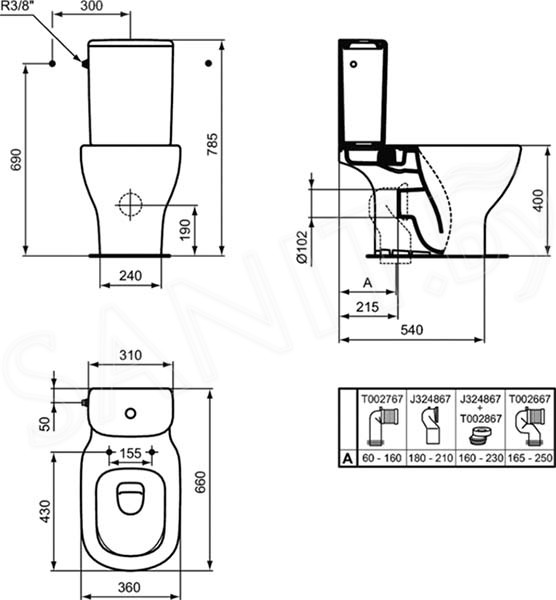 Чаша унітазу Ideal Standard Tesi AquaBlade 3