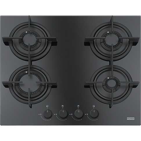 FHCR 604 4G HE BK C  газова поверхня Сrystal, чорне скло, 4 конфорки 1