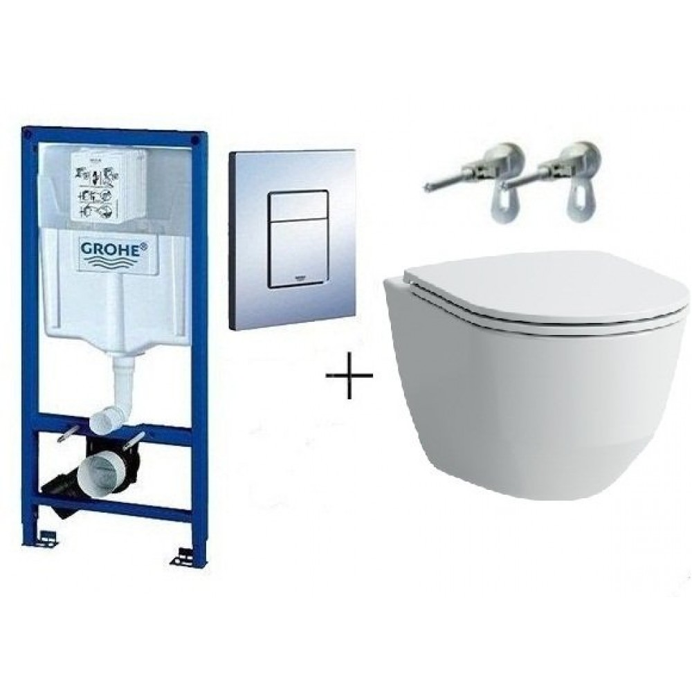 Комплект інсталяції Grohe 3 в 1 з кнопкою та підвісним унітазом Romstal Round білий 1