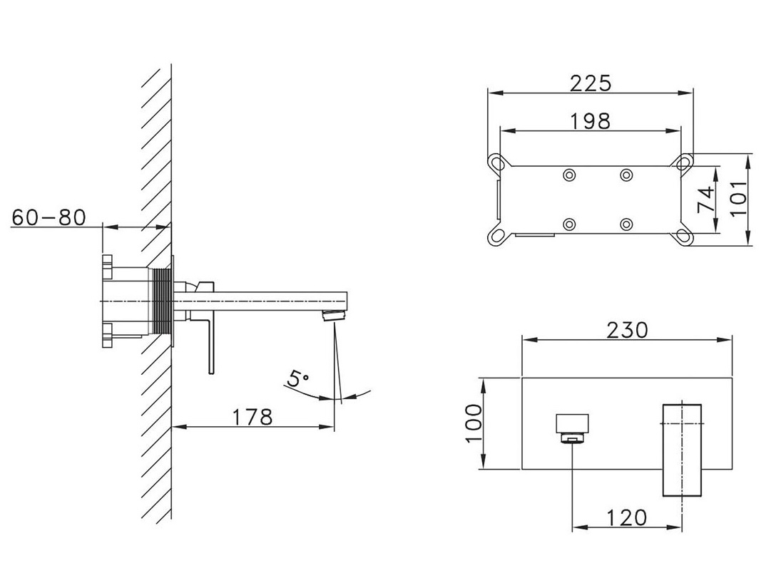 Смеситель скрытого монтажа Orion для умывальника, белый цвет 4