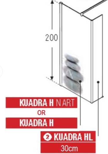 Боковая стенка Novellini WALK-IN BOX H PR 30x200 см с прозрачным стеклом серебряный профиль 2