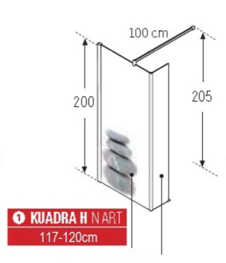 Душевые двери Novellini WALK-IN PR GEAM DECOR A0041 Sx 120x100x200 см серебряный профиль 2