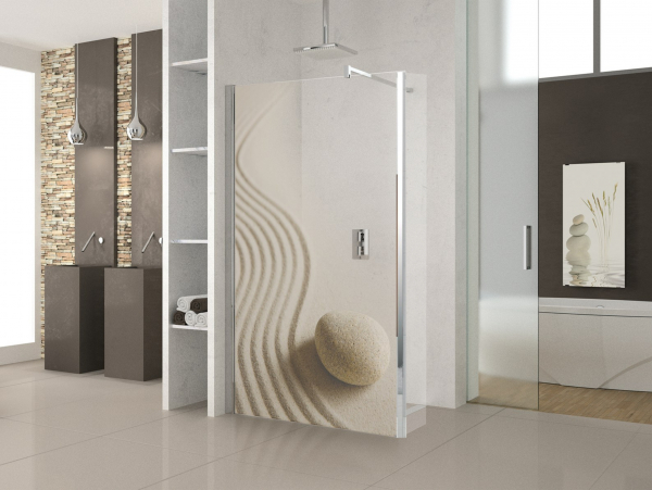 Душевые двери Novellini WALK-IN PR GEAM DECOR A0041 Sx 120x100x200 см серебряный профиль 1