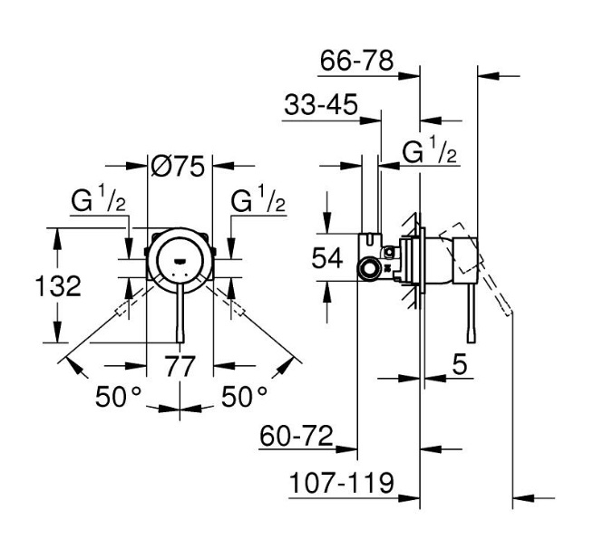 Одноважільний змішувач для душу Grohe Essence прихованого монтажу теплий захід сонця 3