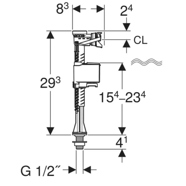 Впускний клапан Geberit тип 323 підведення води знизу 1/2