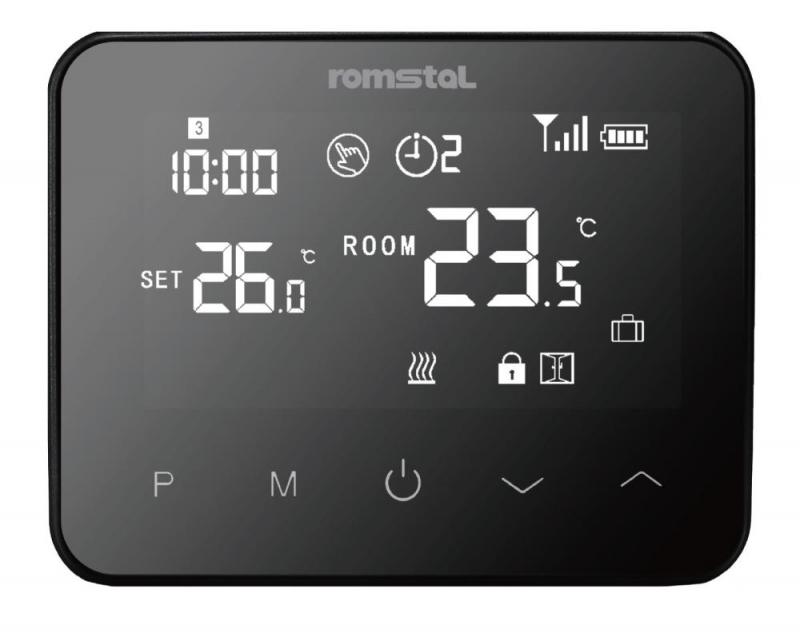 Програмований терморегулятор Romstal Ecoheat 300 RWT20-Wі-Fі бездротовий чорний 1