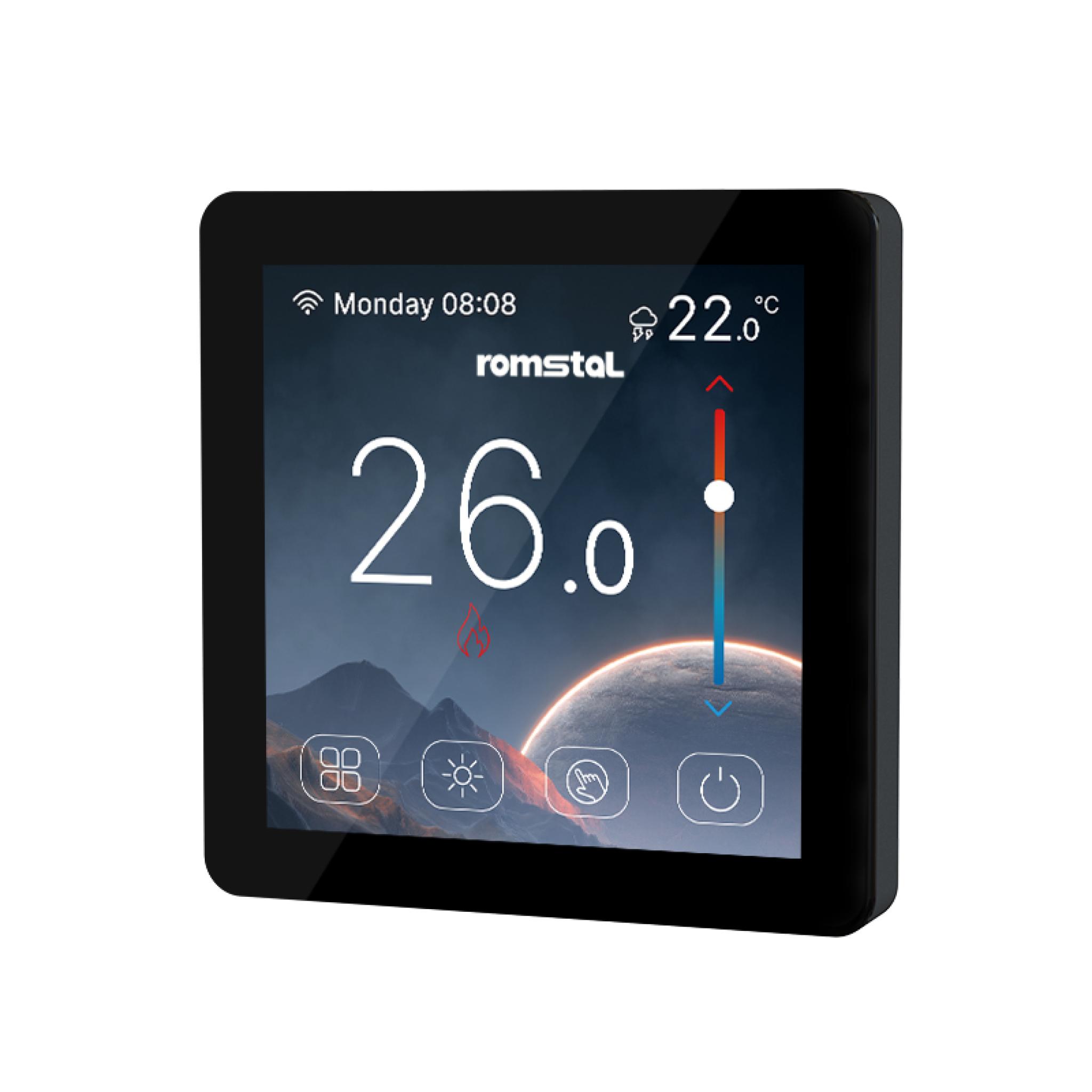 Терморегулятор програмований Romstal Ecoheat 500 HT-CS08 із кольоровим дисплеєм чорний 1