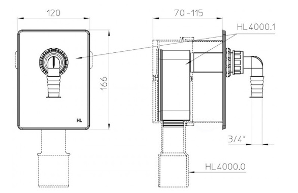 Сифонний блок HL 4000.1 для підключення 1 стиральної машини до сифону HL4000.0  2