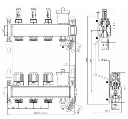 Коллектор из нерж. стали Romstal Ecoheat 1” х 3/4