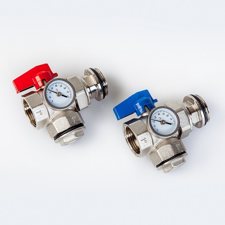 Комплект кульових кранів Meibes Comap RTS-T з термометрами (прямий/кутовий - підключення ЗР1