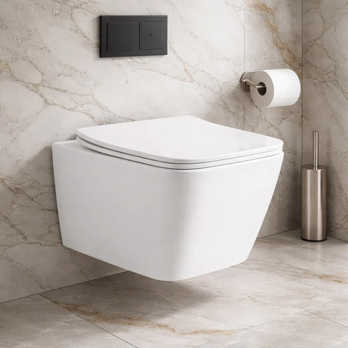 Підвісний безобідковий унітаз Devit Balance Square з кришкою soft-close, Vortex Flush 3