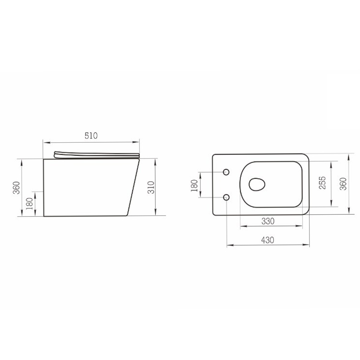 Підвісний безобідковий унітаз Devit Balance Square з кришкою soft-close, Vortex Flush 2