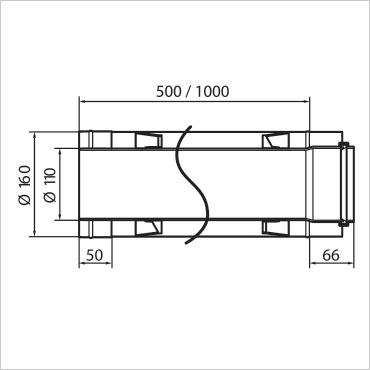 Труба концентрическая 110/160, 0,5 м, PP/нерж 1