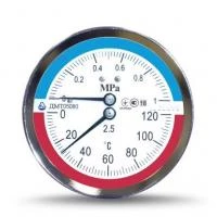 Термоманометр Стеклоприбор ДМТ 05080-0,6 МПа 0-120°C класс точности 2,5 1/2