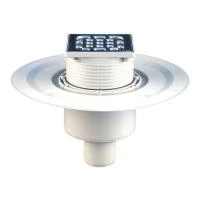 Трап с сухим затвором, VIEGA, верт. вых. D=50 мм, (пласт., с фланцем, с нерж. реш. 100x100 мм)