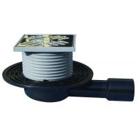 Трап з горизонтальним виходом Wavin 40/50 мм із нержавіючої решіткою 115x115 мм та сухим затвором