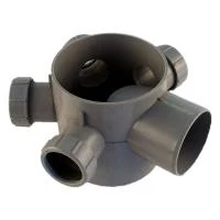 Трап Valsir з горизонтальним виходом 75 мм пластиковий без решітки 120 мм з 4-ма входами 40 мм