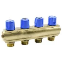 Распределительный коллектор, с четырьмя кранами 1''x3/4'' с 4 выходами