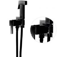 Комплект гигиенического душа Demm квадратный с гибким шлангом 120 см черный