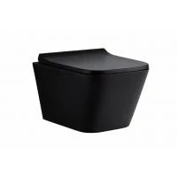 Підвісний унітаз Romstal Square Soft Close з кришкою чорний матовий 49x34x35 см