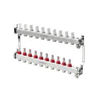 Коллектор с термостатическими кранами и расходомерами из нерж. стали SS 304 на 10 контуров