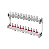 Коллектор с термостатическими кранами и расходомерами из нерж. стали SS 304 на 11 контуров