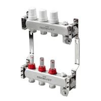 Коллектор с термостатическими кранами и расходомерами из нерж. стали SS 304 на 3 контура