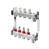 Колектор з термостатичними кранами та витратомірами з нерж. сталі  SS 304 на 4 контури