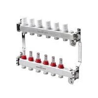 Колектор з термостатичними кранами та витратомірами з нерж. сталі  SS 304 на 6 контурів