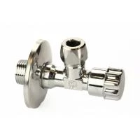 Сантехнический угловой кран General Fittings 1/2”x 3/8”x 10 хромированный с розеткой и гайкой