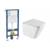 Комплект інсталяції Geberit з кнопкою та підвісним унітазом Romstal з Turbo змивом білий