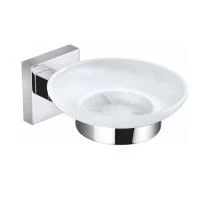Мыльница стеклянная для умывальника Square хром